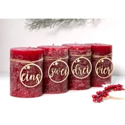 Adventskranz Zahlen Holz 1–4 in Schreibschrift mit Sternen – handgemachte Holzzahlen, natürliche Weihnachtsdeko