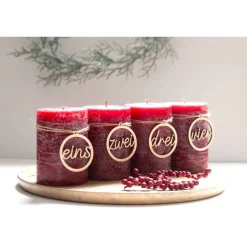 Adventskranz Zahlen Holz 1–4 in Schreibschrift – handgemachte Holzzahlen, natürliche Weihnachtsdeko