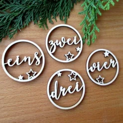 Adventskranz-Zahlen "Winterglanz" 4er-Set aus Holz für besondere Weihnachtsdeko