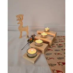 Adventstreppchen aus Holz, Teelichthalter, Kerzenhalter, Adventsdekoration, Kerzenständer, Teelichtglas, Adventskranz
