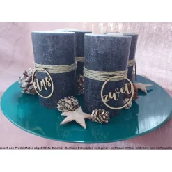 Adventszahlen 4er Satz, eins zwei drei vier, Adventskranz, Weihnachten, Dekoration, Weihnachtsdeko, Merry Christmas