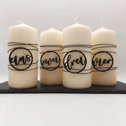 Adventszahlen 4er Satz, eins zwei drei vier, Adventskranz, Weihnachten, Dekoration, Weihnachtsdeko, Merry Christmas