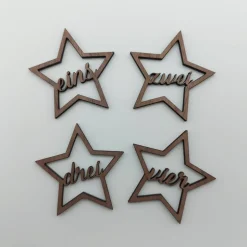Adventszahlen 4er Satz Sterne, eins zwei drei vier, Adventskranz, Weihnachten, Dekoration, Weihnachtsdeko, Christmas