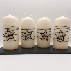 Adventszahlen 4er Satz Sterne, eins zwei drei vier, Adventskranz, Weihnachten, Dekoration, Weihnachtsdeko, Christmas
