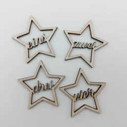Adventszahlen 4er Satz Sterne, eins zwei drei vier, Adventskranz, Weihnachten, Dekoration, Weihnachtsdeko, Christmas