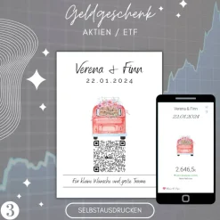 Aktie Etf Hochzeitsgeschenk | Personalisiertes QrCode Geldgeschenk | Download | Verschiedene Motive