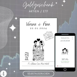 Aktie Etf Hochzeitsgeschenk | Personalisiertes QrCode Geldgeschenk | Download | Verschiedene Motive