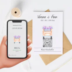 Aktien Etf Geldgeschenk | Personalisiertes Hochzeitsgeschenk | QrCode Geschenkkarte | Bulli