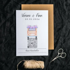 Aktien Etf Geldgeschenk | Personalisiertes Hochzeitsgeschenk | QrCode Geschenkkarte | Bulli