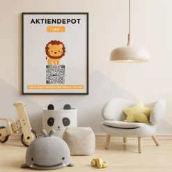 Aktiendepot | Personalisiertes Geldgeschenk | Aktie ETF Kryptowährung QrCode Bild | Motiv Löwe