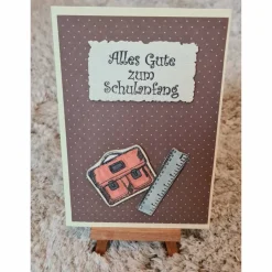 Alles Gute zum Schulanfang- Gratulationskarte , Ranzen , Lineal