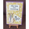 Alles Gute zum Schulanfang - Gratulationskarte , ABC , Pinsel und Glas