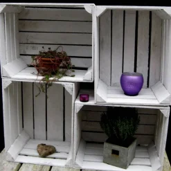 Alte WEIßE OBSTKISTEN Vintage Apfelkisten Rustikale Holzkisten für Hochzeit Schuhregal Weinkisten DIY Regal Landhaus Shabby Antik Holz Deko