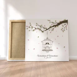 Alternatives Gästebuch zur Hochzeit auf Leinwand 50x50 cm – Personalisiert mit Fingerabdrücken & Namen – Besondere Hochz