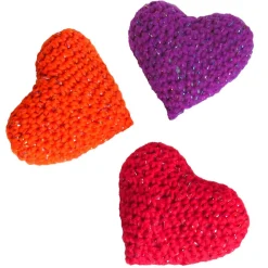 Amigurumi Glitzerherzen 3er Set – Handgehäkelte Dekoherzen aus Baumwolle mit Glanzviskose