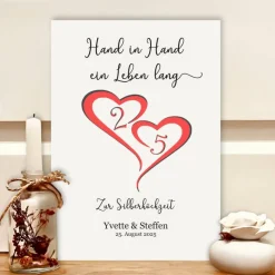 Andenken zur Silberhochzeit | Personalisiertes Geldgeschenk im Bilderrahmen mit Spruch 