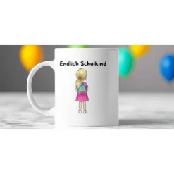 Angebotspreis für die Schulkinder– Personalisierte Keramiktasse zum Schulanfang mit Wunschname und Datum