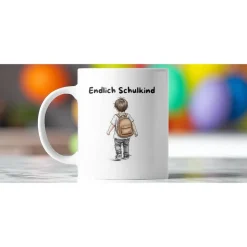 Angebotspreis für die Schulkinder– Personalisierte Keramiktasse zum Schulanfang mit Wunschname und Datum