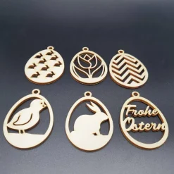 Anhänger aus Holz für den Osterstrauch, 6teilig