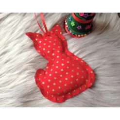 Anhänger aus Stoff 3er-Set rot gold