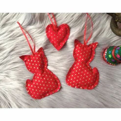 Anhänger aus Stoff 3er-Set rot gold