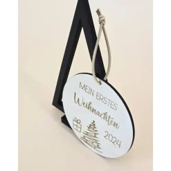 Anhänger Meilenstein Mein erstes Weihnachten für Weihnachtsbaum Christbaum Tannenbaum Weihnachtskugel Geschenk Baby Holz