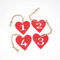 Anhänger Metallherzen Adventszahlen Herzen rot Zahlen Advent