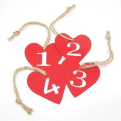 Anhänger Metallherzen Adventszahlen Herzen rot Zahlen Advent