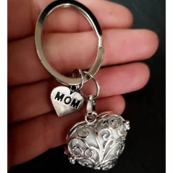 Anhänger mit Klangkugel,  Taschenbaumler, Schlüsselanhänger,  Herz, Mutter