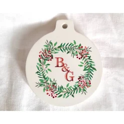 Anhänger rund personalisierbar Design Christmas Wreath