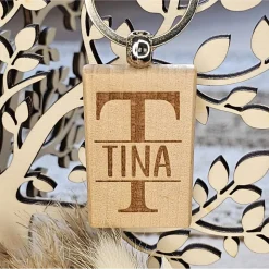 Anhänger Schlüssel Holz Schlüsselanhänger Gastgeschenk runder Geburtstag personalisiert Monogramm