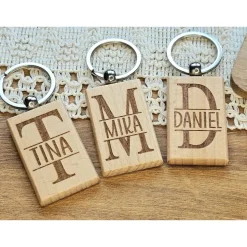 Anhänger Schlüssel Holz Schlüsselanhänger Gastgeschenk runder Geburtstag personalisiert Monogramm