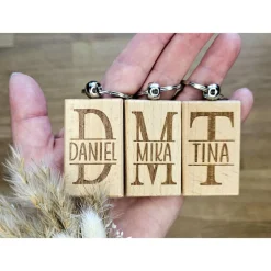 Anhänger Schlüssel Holz Schlüsselanhänger Gastgeschenk runder Geburtstag personalisiert Monogramm