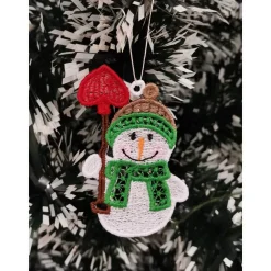 Anhänger Schneemann mit Herzschaufel