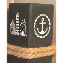 Ankerplatz Poller – Maritime Holzsäule mit Anker, Geschenk zur Hochzeit & Einzug, Küstendeko 10x10x60