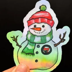 Antifa Schneemann Vinylsticker – holografischer Weihnachtsaufkleber | handgemacht | Haltung zeigen