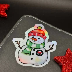 Antifa Schneemann Vinylsticker – holografischer Weihnachtsaufkleber | handgemacht | Haltung zeigen