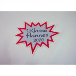 Applikation mit Wunschtext, Aufnäher Schulanfang,