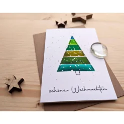 Aquarell Weihnachtskarte "Weihnachtsbaum im Schnee", handgemalt. Kein Druck!