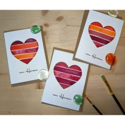 Aquarell-Karte "von Herzen", handgemalt (Kein Druck!)