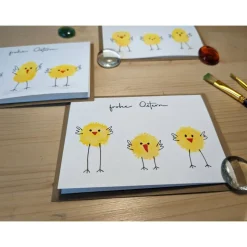 Aquarell-Osterkarte "3 gelbe Küken", handgemalt