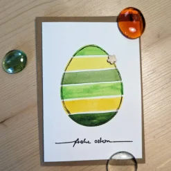 Aquarell-Osterkarte "Grünes Ei", handgemalt (kein Druck!)