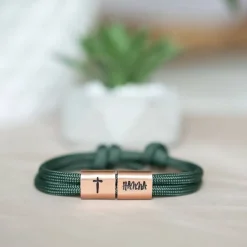 Armband personalisiert mit Gravur handgestempelt, Kommunion, Konfirmation, Firmung, Glücksbringer, Andenken