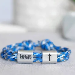 Armband personalisiert mit Gravur handgestempelt, Kommunion, Konfirmation, Firmung, Glücksbringer, Andenken