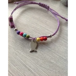 Armband zur Kommunion / Konfirmation mit Kreuz und Fisch / Regenbogen
