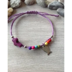 Armband zur Kommunion / Konfirmation mit Kreuz und Fisch / Regenbogen