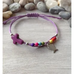 Armband zur Kommunion / Konfirmation mit Kreuz und Fisch / Regenbogen