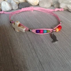 Armband zur Kommunion / Konfirmation mit Kreuz und Fisch / Regenbogen