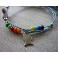 Armband zur Kommunion / Konfirmation mit Kreuz und Fisch / Regenbogen