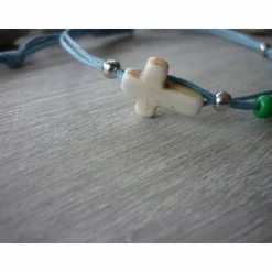 Armband zur Kommunion / Konfirmation mit Kreuz und Fisch / Regenbogen